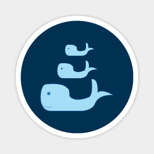 Cute Blue Whale Family of Three in the Deep Blue Sea Magnet